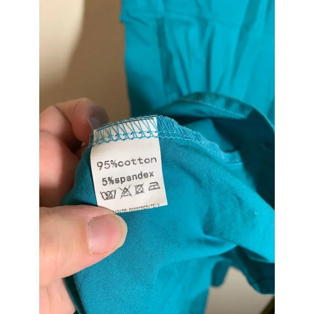 VTG Mint Limit Dress Retro 50s 60s Cotton Teal Blue Business Casual Size Large - Picture 6 of 6